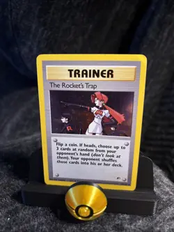 Pokemon TCG the Rockets Trap Holo Rare Gym Heroes 19/132 Swirl MP - Image 1
