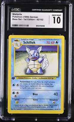 Pokemon Wartortle 42/102 GERMAN 1st Edition Base Set - CGC 10 - Image 1