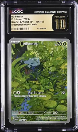 Pokemon Bulbasaur 166/165 Illustration Rare Scarlet & Violet 151 CGC 10 PRISTINE - Image 1