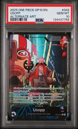 2025 ONE PIECE OP10-ROYAL BLOOD ALTERNATE ART #042 USOPP PSA 10 - Image 1