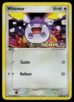 Pokemon Card - Whismur Emerald 73/106 Common Reverse Holo Stamped - Image 1