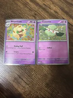 Pokemon -Whimsicott 019 & Cottonee 018- Phantasmal Flames Black Star PROMOS Rare - Image 1