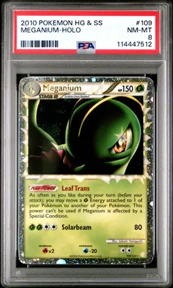 2010 POKEMON HEARTGOLD MEGANIUM PRIME #109 ULTRA RARE PSA 8 NM #114447512 - Image 1