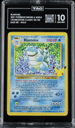 2021 Pokemon Celebration Classic Collection BLASTOISE - Holo Rare #2/102 TAG 10 - Image 1