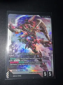 GUNDAM TCG CARD GAME JUSTICE GUNDAM GD01-066 LR HOLO FOIL ENGLISH NEWTYPE RISING - Image 1