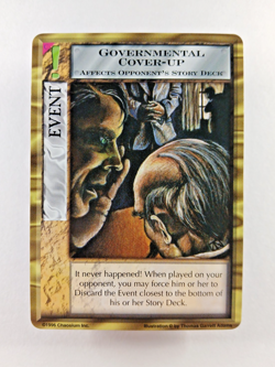 Government Cover-Up - Mythos CCG card (1996 Chaosium) S Event, Cthulhu Lovecraft - Image 1