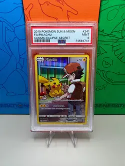 Pokemon Cosmic Eclipse Pikachu Secret Rare Full Art Holo 241/236 PSA 9 - Image 1