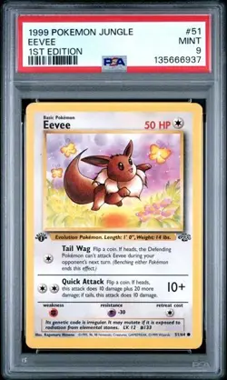 Eevee 1999 Pokemon Jungle 1st Edition 51/64 PSA MINT 9 - Image 1