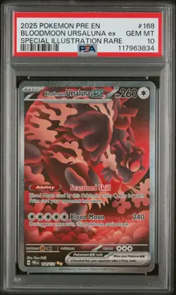 2025 Pokemon Prismatic Evolutions Bloodmoon Ursaluna EX #168 SIR PSA 10 GEM MINT - Image 1