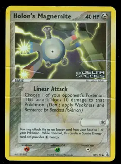 Pokemon HOLON'S MAGNEMITE 70/113 Delta Species - Rev Holo - DAMAGED, see photo - Image 1