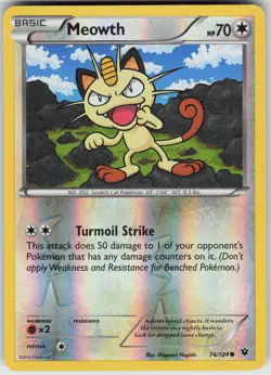 Pokemon Meowth 74/124 XY - Fates Collide Common Reverse Holo Near Mint - Image 1