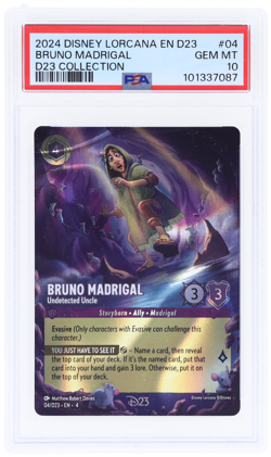 2024 Disney Lorcana Promo Bruno Madrigal Undetected Uncle D23 Collection PSA 10 - Image 1