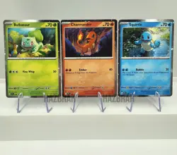 Pokemon 151 Promo Starter Cards Charmander, Squirtle, Bulbasaur Cosmos Holo NM - Image 1