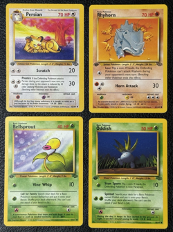 Lot of 4 First Edition Cards - Vintage Pokemon TCG: Jungle - LP/MP - Image 1
