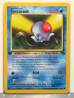 Tentacool 56/62 1st Edition Fossil, Vintage Pokemon TCG Card (See pic for dmg) - Image 1