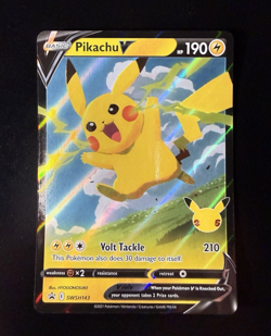 Pikachu v SWSH143 Holo Promo Card Sword & Shield Celebrations Series - Image 1