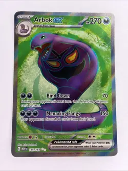 Pokemon TCG Scarlet & Violet Arbok EX Holo Ultra Rare Card 185/165 NM - Image 1