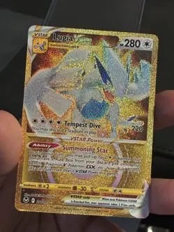 Pokemon TCG SWSH Silver Tempest Lugia VSTAR Card 211/195 Gold Secret Rare NM - Image 4