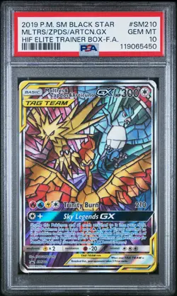 2019 POKEMON SM BLACK STAR PROMO FULL ART/MOLTRES & ZAPDOS & ARTICUNO GX PSA 10 - Image 1