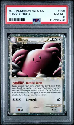 2010 POKEMON HEARTGOLD BLISSEY PRIME #106 ULTRA RARE PSA 8 NM #119298756 - Image 1