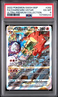 2022 POKEMON SWSH BLACK STAR PROMO #262 FULL ART/CHARIZARD VSTAR PSA 6 - Image 1