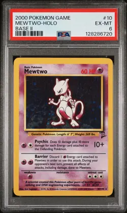 2000 POKEMON BASE SET 2 #10 MEWTWO-HOLO PSA 6 - Image 1