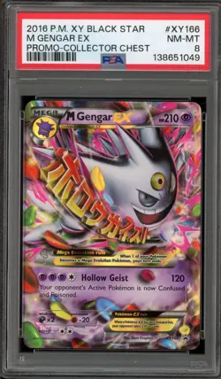 Pokemon M Gengar EX Collector Chest Black Star Holo Promo XY166 PSA 8 - Image 1