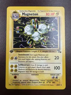 Pokemon Card Magneton Fossil 1st Edition Rare 26/62 (LP+) - Image 1