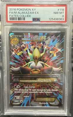 2016 POKEMON XY FATES COLLIDE #118 FULL ART/M ALAKAZAM EX PSA 8 - Image 1