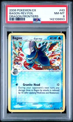 PSA 8 NM-MT 2006 POKEMON EX DRAGON FRONTIERS #43 Bagon Reverse Holo Foil - Image 1