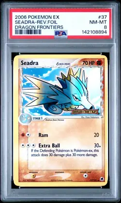 PSA 8 NM-MT 2006 POKEMON EX DRAGON FRONTIERS #37 Seadra Reverse Holo Foil - Image 1
