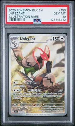 2025 POKEMON BLK EN-BLACK BOLT #150 UNFEZANT PSA 10 (Q612) - Image 1