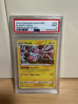 2021 Pokemon Evolving Skies Flaaffy Holo Prerelease SWSH122 STAFF PROMO PSA9 - Image 1