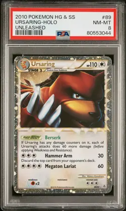 2010 POKEMON UNLEASHED URSARING PRIME #89 ULTRA RARE HOLO PSA 8 NM-MT #80553044 - Image 1