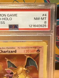 1999 POKEMON BASE SET SHADOWLESS #4 CHARIZARD-HOLO PSA 8 PRINT ERROR (HICKEY) - Image 3