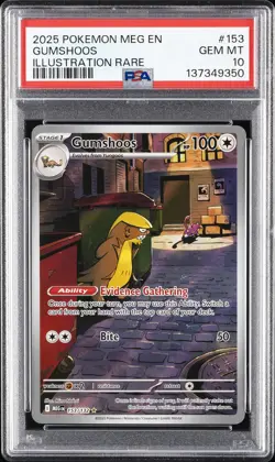2025 POKEMON MEG EN-MEGA EVOLUTION ILLUSTRATION RARE #153 GUMSHOOS PSA 10 - Image 1