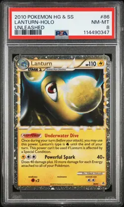2010 POKEMON UNLEASHED LANTURN PRIME #86 ULTRA RARE PSA 8 NM #114490347 - Image 1