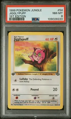 1999 Pokemon Jungle Jigglypuff 1st Edition #54/64 PSA 8 NM-MT WOTC Vintage TCG - Image 1