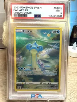 Pokemon TCG Lapras #GG05 Crown Zenith Galarian Gallery Full Art Ultra Rare PSA 9 - Image 1
