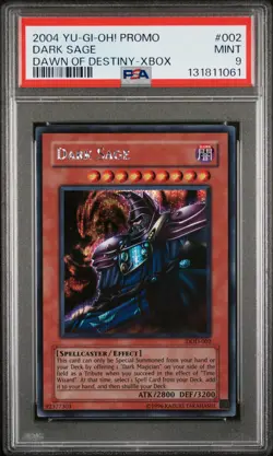 2004 YU-GI-OH! PROMO DAWN OF DESTINY-XBOX #002 DARK SAGE PSA 9 - Image 1