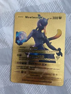 Mewtwo GX Gold Foil 300HP Rare Gold - Fan Art Card - Image 1