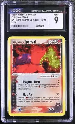 CGC 9 MINT Team Magma's Torkoal EX Team Magma Vs Aqua 12/95 Holo Pokemon - Image 1