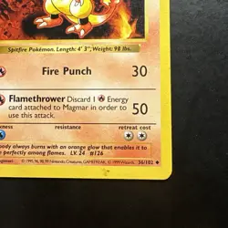 Pokemon Vintage First Edition Magmar 036/102 Base Set (Shadowless) Wotc 1999 - Image 4