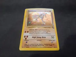 Hitmonlee 7/62 Fossil Set Holo Pokemon Card Rare Lightly Played Sunbleached - Image 1