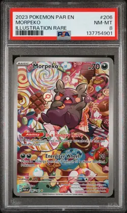 2023 POKEMON PAR EN-PARADOX RIFT ILLUSTRATION RARE #206 MORPEKO PSA 8 - Image 1