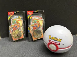 Pokemon TCG Phantasmal Flames -2x Blister (Slugma+Magcargo) and Pokeball Tin E25 - Image 1