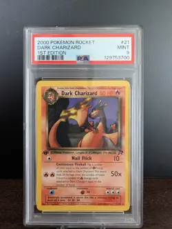 2000 POKEMON TCG ROCKET #21 Non-Holo DARK CHARIZARD 1ST EDITION PSA 9 MINT - Image 1