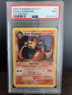 2000 POKEMON TCG ROCKET #21 Non-Holo DARK CHARIZARD 1ST EDITION PSA 9 MINT - Image 3