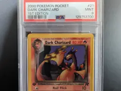 2000 POKEMON TCG ROCKET #21 Non-Holo DARK CHARIZARD 1ST EDITION PSA 9 MINT - Image 4