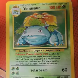 Pokemon Venusaur Base Set Holo Rare Stage 2 100 HP Card 15/102 1999 Heavy Damage - Image 1